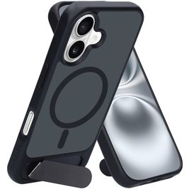 Mobiparts Hardcover Coque iPhone 16 MagSafe Coque arrière Rigide avec Support Amovible - Satin Black