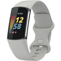 Mobigear Sport Dual Bracelet Silicone pour Fitbit Charge 5 Fermeture à clou et passant - Gris
