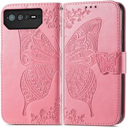Mobigear Butterfly Housse ASUS ROG Phone 6 Etui Porte-Monnaie - Rose