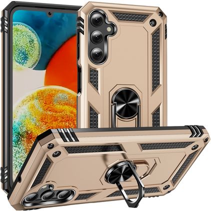 Mobigear Armor Ring Samsung Galaxy A24 Plastique rigide Coque arrière Antichoc avec bague de maintien - Or