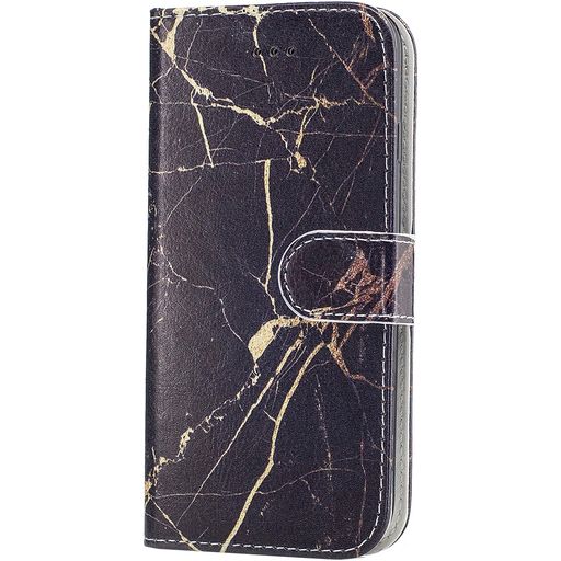 Mobigear Marble Housse iPhone SE (2020) Etui Porte-Monnaie - Noir
