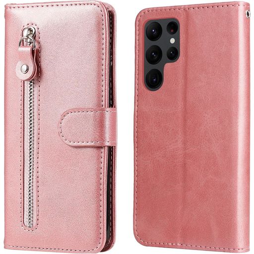 Mobigear Zipper Housse Samsung Galaxy S23 Ultra Etui Porte-Monnaie - Rose doré