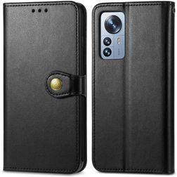 Mobigear Snap Button Xiaomi 12 Pro Étui Portefeuille - Noir