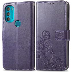 Mobigear Clover Motorola Moto G71 5G Étui Portefeuille - Violet