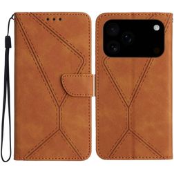 Mobigear Stitch Housse iPhone 17 Pro Etui Porte-Monnaie - Marron