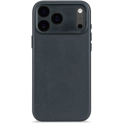Decoded Coque iPhone 17 Pro Coque arrière en Cuir Véritable Anti-Chocs - Navy Shadow