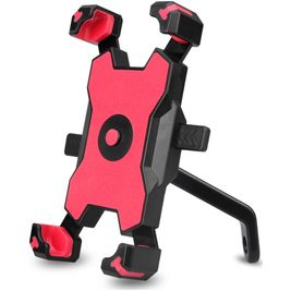 Mobigear PushHold Support Moto Rétroviseur Pince Universel - Rouge