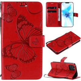 Mobigear Butterfly Housse iPhone 12 Pro Etui Porte-Monnaie - Rouge