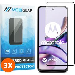 Mobigear Premium Motorola Moto G23 Verre trempé Protection d'écran - Compatible Coque - Noir (Lot de 3)