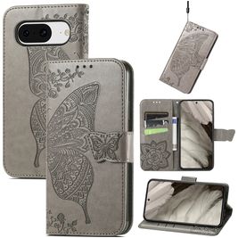 Mobigear Butterfly Housse Google Pixel 8 Etui Porte-Monnaie - Gris