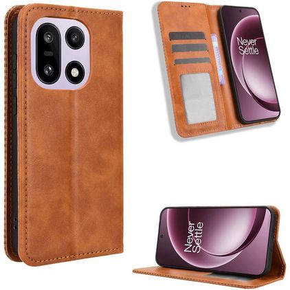 Mobigear Sensation Housse OnePlus 15 Etui Porte-Monnaie - Marron