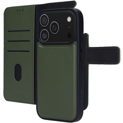 Mobiparts Housse iPhone 17 Pro Etui avec Coque Détachable en Cuir Véritable Porte-Monnaie - Vert