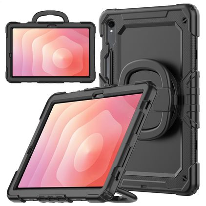 Mobilize Rotating Defender Coque Samsung Galaxy Tab S11 en Plastique rigide,Silicone + Bandoulière - Noir
