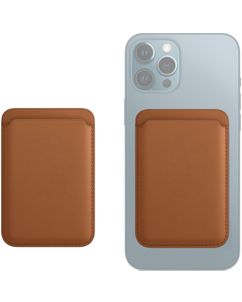 Mobigear Wallet - Porte Cartes en - 3 Cartes - Compatible MagSafe - Marron
