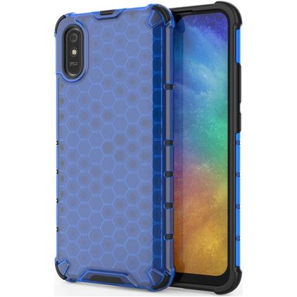 Mobigear Honeycomb Coque Xiaomi Redmi 9A Coque arrière Rigide Anti-Chocs - Bleu