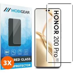 Mobigear Premium HONOR 200 Pro Verre trempé Protection d'écran - Compatible Coque - Noir (Lot de 3)