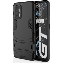 Mobigear Armor Stand Coque Realme GT Coque arrière Rigide Anti-Chocs avec Support Amovible - Noir