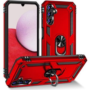 Mobigear Armor Ring Coque Samsung Galaxy A14 Coque arrière Rigide Anti-Chocs avec Anneau-Support - Rouge