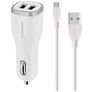Mobiparts - Double USB Chargeur voiture Micro USB 1 mètre 24W 4.8A - Blanc