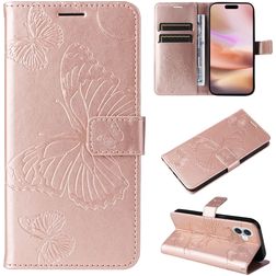 Mobigear Butterfly Housse iPhone 16 Plus Etui Porte-Monnaie - Rose doré