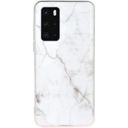 Mobigear Marble Coque Huawei P40 Coque arrière en TPU Souple - Blanc