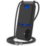 Mobigear Lanyard Card iPhone 16 Plus Coque avec cordon en Silicone et Porte-Cartes - Noir