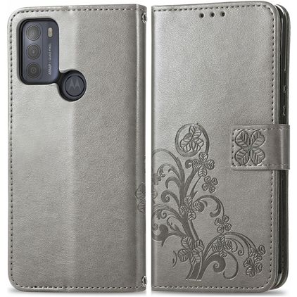 Mobigear Clover Motorola Moto G50 Étui Portefeuille - Gris