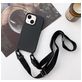 Mobigear Lanyard iPhone 14 Plus Coque avec cordon en Silicone - Noir
