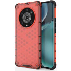 Mobigear Honeycomb Coque HONOR Magic 4 Pro Coque arrière Rigide Anti-Chocs - Rouge