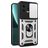 Mobigear Armor Ring Cam Slide Xiaomi 13 Plastique rigide Coque arrière Antichoc avec bague de maintien et cache caméra coulissant - Argent