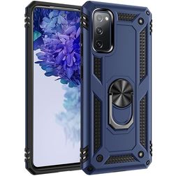 Mobigear Armor Ring Coque Samsung Galaxy S20 FE Coque arrière Rigide Anti-Chocs avec Anneau-Support - Bleu