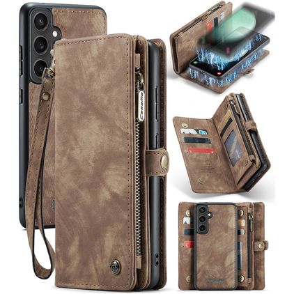 CaseMe 008 Samsung Galaxy S23 FE Coque Étui 2en1 avec coque amovible Portefeuille - Marron