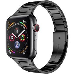 Mobigear Lissabon Bracelet Acier pour Apple Watch Fermeture boucle déployante - 49/46/45/44 mm - Noir