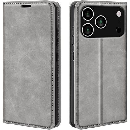 Mobigear Retro Slim Housse iPhone 18 Pro Max Etui Porte-Monnaie - Gris