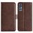 Mobigear Slim Magnet Housse TCL 30 Etui Porte-Monnaie - Marron