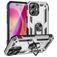 Mobigear Armor Ring Coque iPhone 16 Coque arrière Rigide Anti-Chocs avec Anneau-Support - Argent