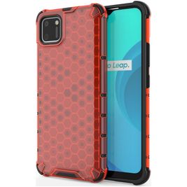 Mobigear Honeycomb Coque Realme C11 (2020) Coque arrière Rigide Anti-Chocs - Rouge