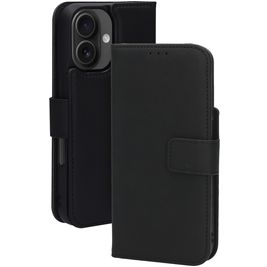 Mobiparts Housse iPhone 16 MagSafe Etui avec Coque Détachable en Cuir Véritable Porte-Monnaie - Noir