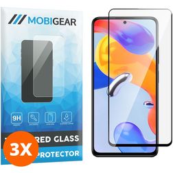 Mobigear Premium Xiaomi Redmi Note 11 Pro 4G Verre trempé Protection d'écran - Compatible Coque - Noir (Lot de 3)