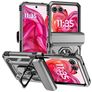 Mobigear Armor Ring Coque Motorola Razr 50 Coque arrière Rigide Anti-Chocs avec Anneau-Support - Argent