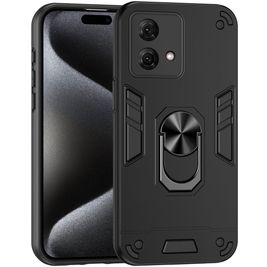 Mobigear Armor Ring Coque Motorola Moto G84 Coque arrière Rigide Anti-Chocs avec Anneau-Support - Noir