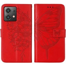 Mobigear Butterfly Housse Motorola Moto G84 Etui Porte-Monnaie - Rouge