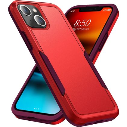 Mobigear Heavy Armor Coque iPhone 14 Coque arrière Rigide Anti-Chocs - Rouge