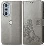 Mobigear Clover Housse Motorola Edge 30 Pro Etui Porte-Monnaie - Gris