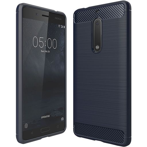 Mobigear Brushed Slim Coque Nokia 5 Coque arrière en TPU Souple - Bleu