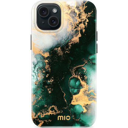 MIO Coque iPhone 15 Plus MagSafe Coque arrière Rigide - Green Marble