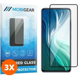 Mobigear Premium Xiaomi Mi 11i Verre trempé Protection d'écran - Compatible Coque - Noir (Lot de 3)