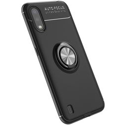 Mobigear Armor Ring Samsung Galaxy A01 TPU souple Coque arrière Antichoc avec bague de maintien - Noir