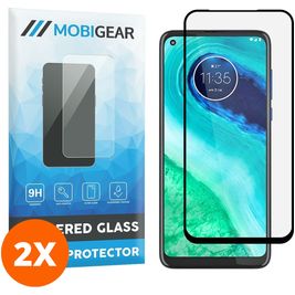 Mobigear Premium Motorola Moto G8 Verre trempé Protection d'écran - Compatible Coque - Noir (Lot de 2)