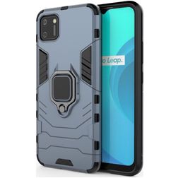 Mobigear Armor Ring Coque Realme C11 (2020) Coque arrière Rigide Anti-Chocs avec Anneau-Support - Bleu